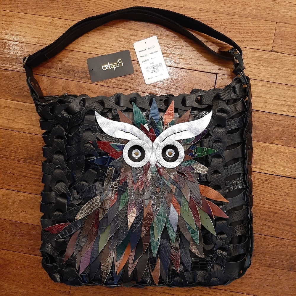 Octopus leather owl bag